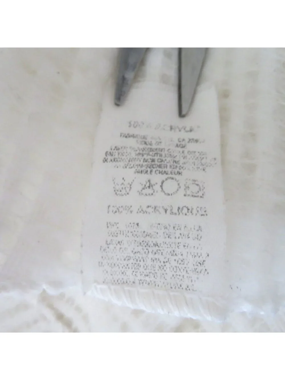 Vintage White Acrylic Waffle Weave Twin Blanket Satin Trim Made in USA